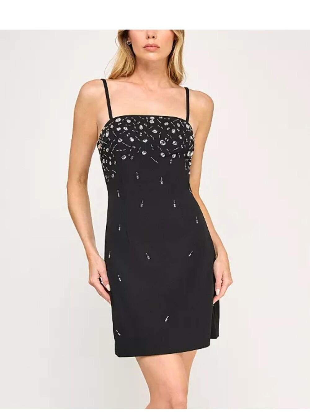 BCX Black Rhinestone Beaded Bodycon Mini Dress Size S NWT Y2K Party Cocktail